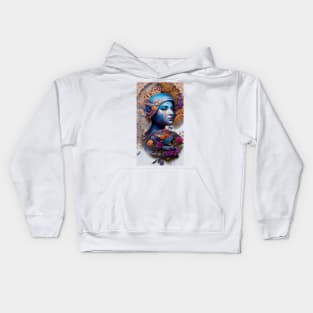 Enigma Gold Blue Floral Girl Kids Hoodie